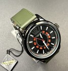 Akribos Xxiv Quartz Blk Dial Green Leather Mens Watch 45mm Ak1079bkgn Ships Free