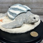 Earth Home Leatherback Sea Turtle Endangered Sculpture Wood Base Resin 8 25    Vgc