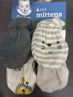 New Gerber Baby  Boy 4 Pack Organic Cotton Mittens Size 0-3 Months