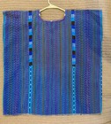 Woven Guatemalan Huipil Blouse Blue W embroidery L-xl