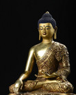 13 2  Tibet Buddhism Bronze Gilt Inlay Gem Shakyamuni Amitabha Buddha Sculpture