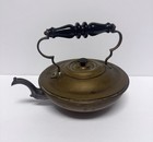 Antique Brass Personal Bed   Foot Warmer With Ebonized Wood Handle