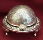 Queen Anne Style English Silver Plated Roll Top Caviar Or Butter Dish W dome Lid