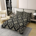 Black Gold Damask 100  Cotton Duvet Cover antique Victorian Baroque Bedding S   
