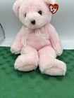 Vintage-14    2001 Ty Classic 14    Plush Rosette Bear Stuffed Animal Pink Bow