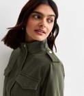 New Ex New Look Khaki Canvas Military Style 4 Pocket Jacket Size 8-20 Rrp   39 99