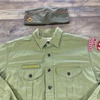 Vintage 50   s 60   s Cub Scouts Boy Scouts Uniform Sanforized Shirt And Hat Large