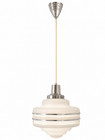 Vintage Art Deco Revival Pendant Light White Glass Chrome Ceiling Fixture 14 
