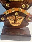 Vintage Wooden Indian Handcrafted Kathakali Face With Brass Studs