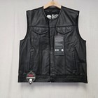 Black Brand Mens Motorcycle Biker Black Rydah Vest Jacket Large  sample 