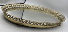Vintage Vanity Mirror Oval Filigree 24k Gold Plated Globe Footed Mirror Floral