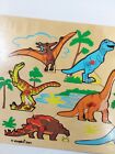 Vintage Simplex Dinosaur Peg Puzzle 7 Piece Toddler Wood T Rex Triceratops