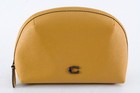 Coach Pouch Yellow Leather Solid Womens Japan Used