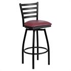 Home Square Hercules 32  Swivel Metal Bar Stool In Black And Burgundy - Set Of 2