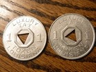 2 Circulated Louisiana Sales Tax Token - Alum  1-mil   Luxury Tax