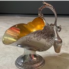 Vintage Silver Plated Sugar Scuttle With Scoop Gold Wash Interior Floral Japan