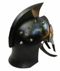 Maximus Gladiator Black Helmet 18 Gauge Steel Roman Armor Larp Cosplay Replica