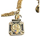 Antique Knights Of Pythias Fob Medal W  Watch Chain Enamel Skull Crossbones Fcb