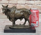 Signed Male Bull Bronze Sculpture Figurine Art Deco Animal Statue Figure Decor
