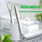 2pcs Stainless Steel Tongue Scraper Cleaner Adults Bad Breath Fresh Breath Tool