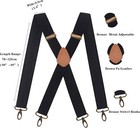 Mens Suspenders With 4 Swivel Hooks Adjustable Heavy Duty Braces