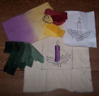 Vintage Christmas Candle Rug Hooking Pattern Kit On Canvas W Wool Fabric started