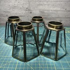 4 Mcm Brass Beveled Clear Glass 5  Hexagon Lamp Shade Light Fixture Globe Fan