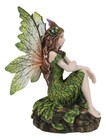Sitting Pretty Tribal Elf Pixie Earth Fairy In Green Foliage Dress Figurine