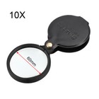 60mm 10x Pocket Folding Magnifier Loupe Magnifying Glass With Leather Case Black