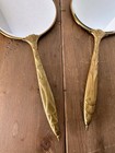 Set Of 2 Vintage Brass Hand Held Mirrors 13   