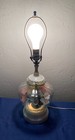 Vintage Table Lamp Metal Clear Glass Base Night Light Flowers
