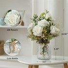 White Faux Flowers In Vase Artificial Centerpiece For Dining Kitchen Table