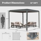 Domi Outdoor 10x10ft Gray Louvered Pergola W adjustable Roof  Aluminum Frame