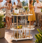 3 Tier Rolling Bar Cart W Wine Rack   Glass Holder Mobile Kitchen Serving Cart