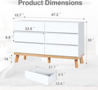 White Dresser For Bedroom 6 Drawer Double Dresser Chest Of Drawers Large Storage