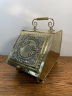 Antique Early English 19thc Solid Brass Ornate Coal  Scuttle Fireplace Open Fire