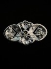 Vintage Silvertone Marcasite Brooch   Pin Black Center Rhinestone 2    Diameter