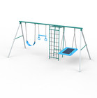 Heavy Duty Kids Metal Swing Set With 2 Swings Ladder And Monkey Bar For Backyard