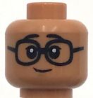 Lego New Flesh Nougat Minifigure Head Dual Sided Black Eyebrows Smile W  Glasses