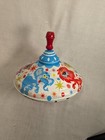 Vintage Ohio Art Spinning Top Tin Toy Litho Circus Zoo Animal Red Wooden Knob 