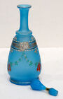Antique Blue Opaline Victorian Satin Glass Perfume Scent Bottle Decanter