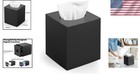 Modern Glossy Black Acrylic Tissue Holder     Compact Square Design For All Spaces