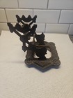 Antique Inkwell Stand  1879 Metal Stork Ink Pen