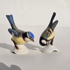Vintage Goebel W Germany Porcelain Bird Figurines Pair Blue Tit Titmouse Tmk