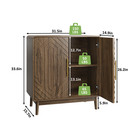 Carved 2-door Sideboard Buffet Cabinet With Adjustable Shelf - Walnut Finish