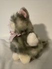 Russ Berrie Gray   Pink Kitty Cat  puffs  5  Plush Stuffed Animal Kitten Vtg