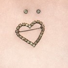 Silver Tone Clear Crystal Rhinestone Heart Brooch Pin  Prong Set  Love Theme