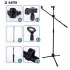 1 Pair Microphone Stand Dual Clip Microphone Boom Arm Tripod Holder Telescopic