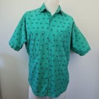 Vtg Columbia Camp Shirt Marlin Sword Fish Print Radial Sleeve Mens S Oversized