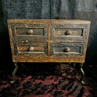 Antique vintage Antique Tabletop Chest Compartment Cabinet India Cabriole Legs
